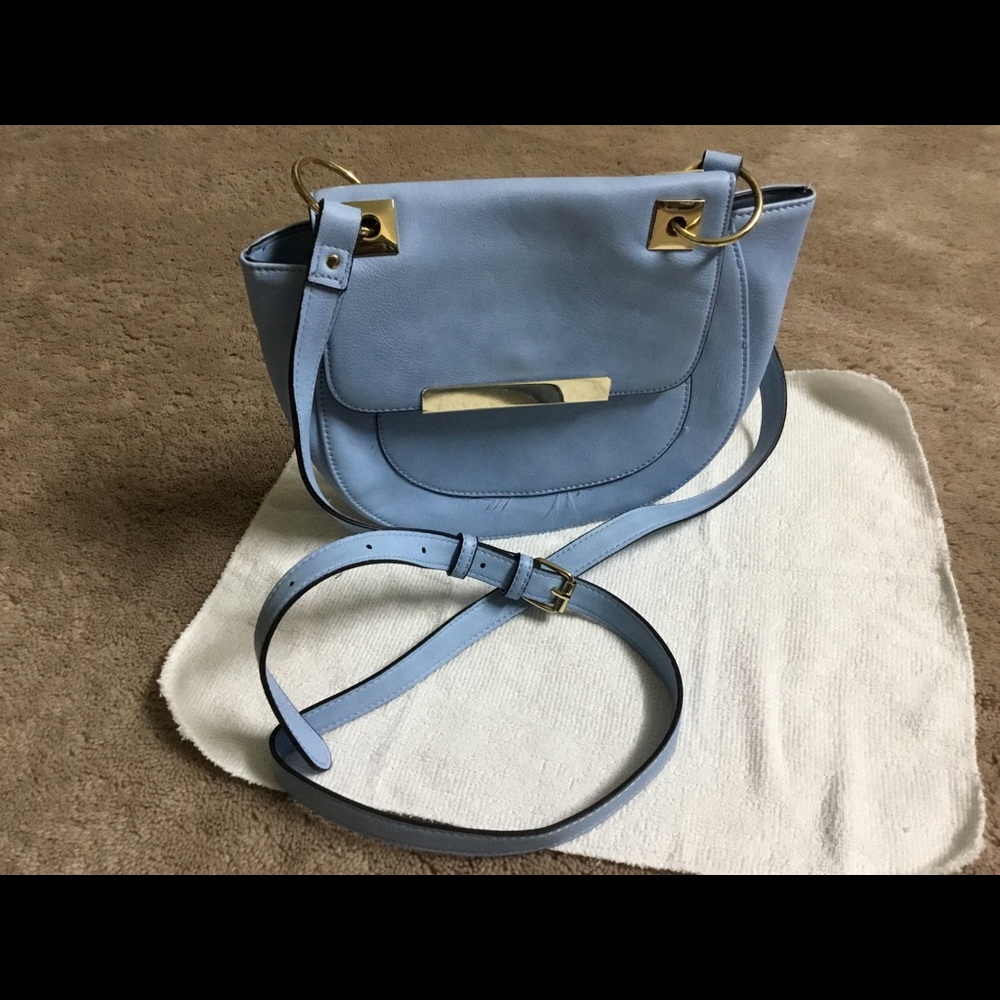 Mossimo Faux Leather Blue Saddle Crossbody Bag - Picture 1 of 8